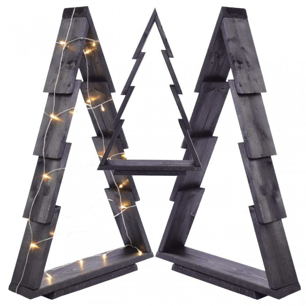 Choinka drewniana stojąca 75,5x48cm ZMONTOWANA IMPREGNOWANA czarna eko ozdoba