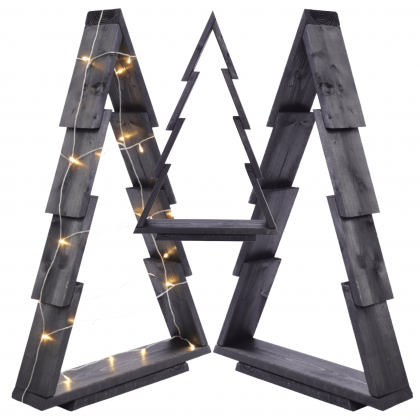 Choinka drewniana stojąca 75,5x48cm ZMONTOWANA IMPREGNOWANA czarna eko ozdoba