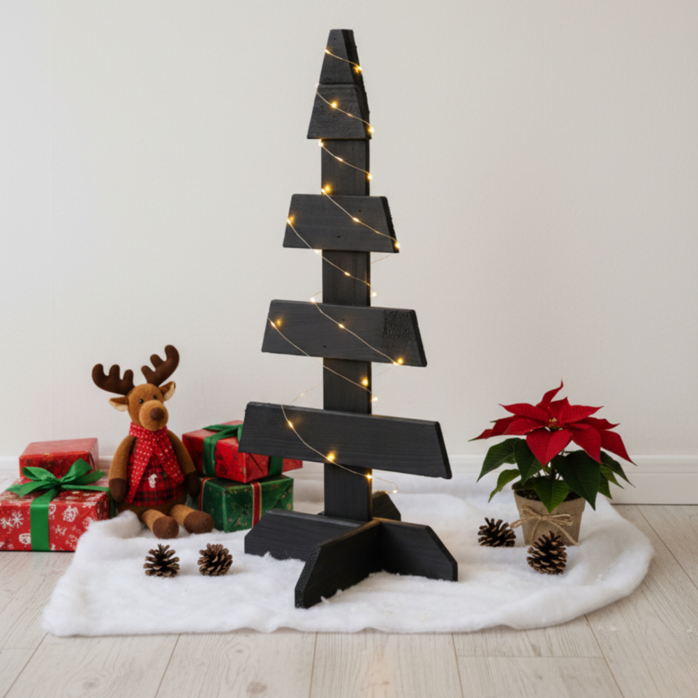 Choinka drewniana stojąca 65x30cm IMPREGNAT eko ozdoba świąteczna