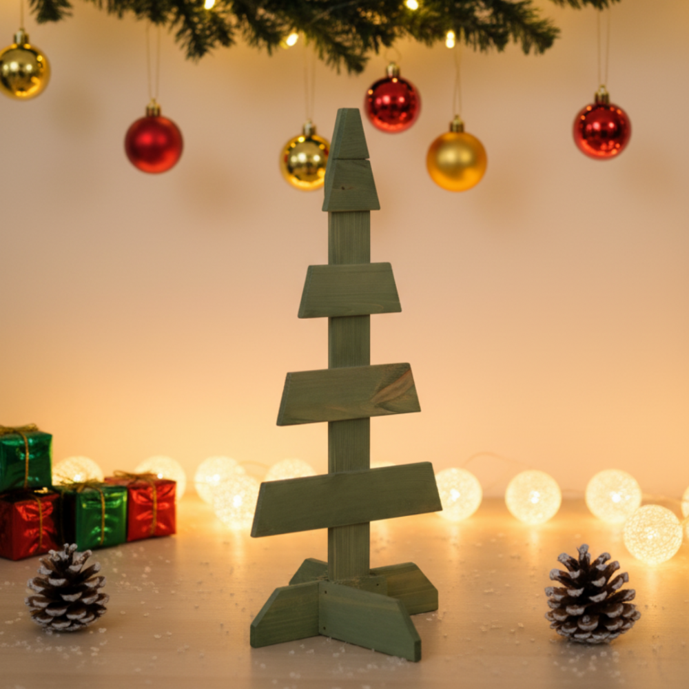 Choinka drewniana stojąca 65x30cm IMPREGNAT eko ozdoba świąteczna