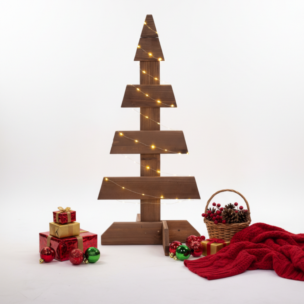 Choinka drewniana stojąca 65x30cm IMPREGNAT eko ozdoba świąteczna