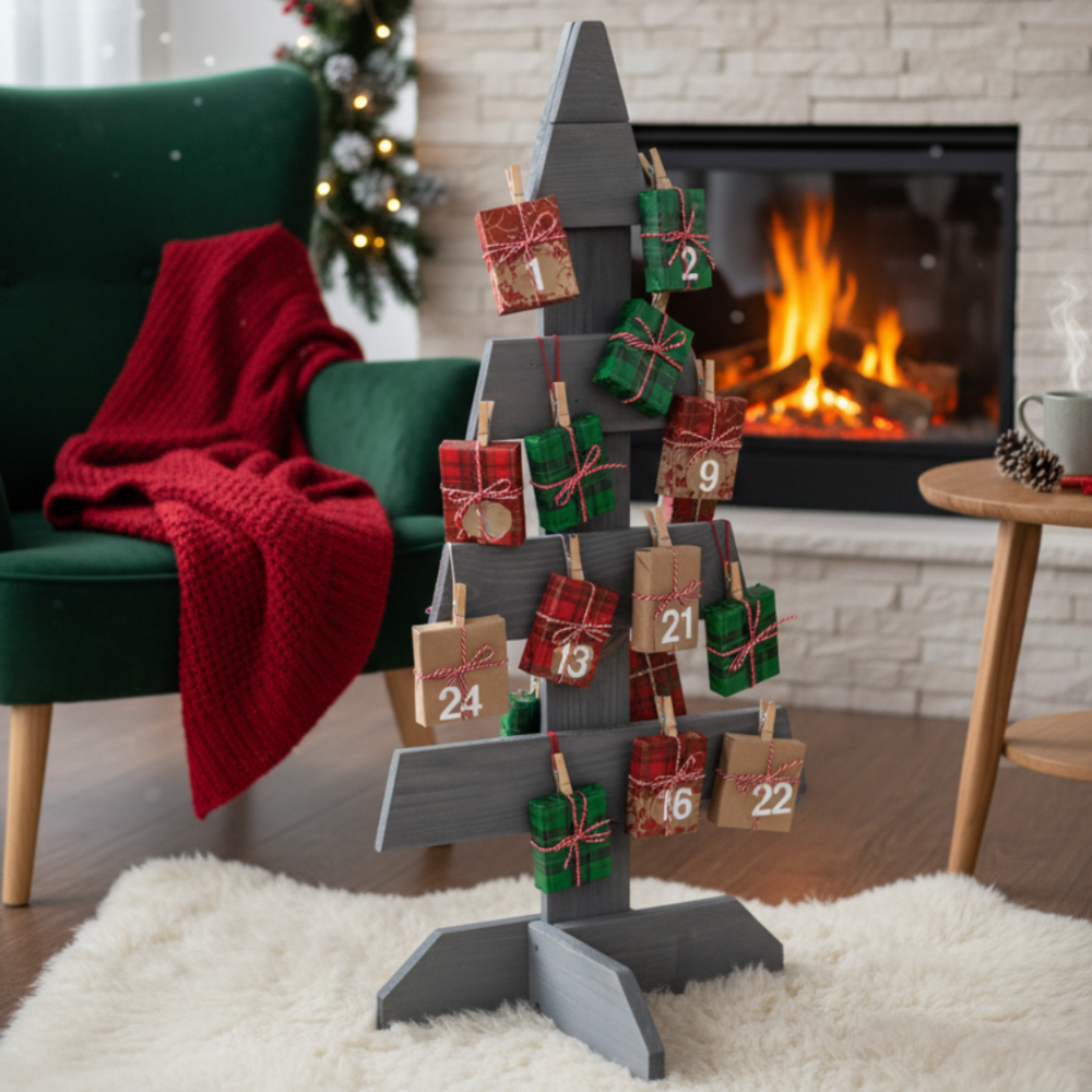 Choinka drewniana stojąca 65x30cm IMPREGNAT eko ozdoba świąteczna