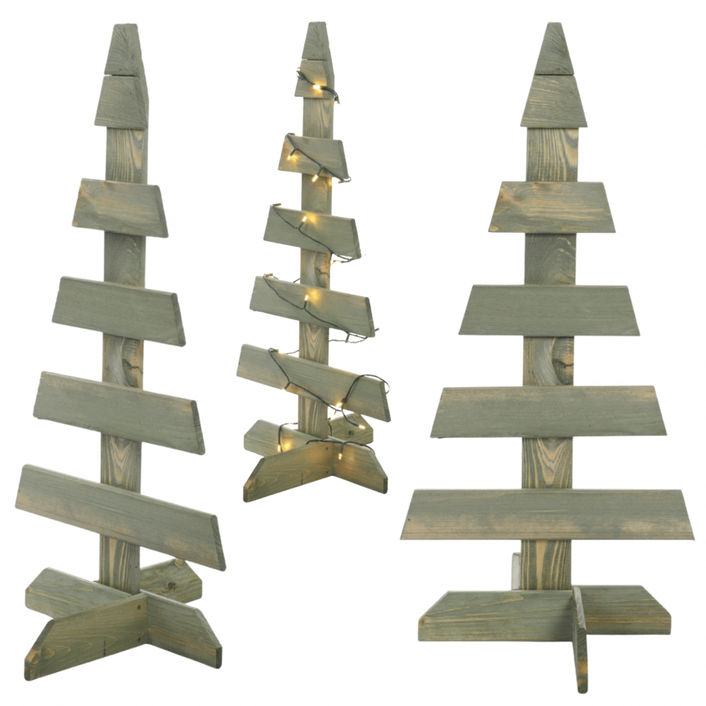 Choinka drewniana stojąca 80x37cm IMPREGNAT eko ozdoba świąteczna