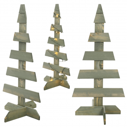 Choinka drewniana stojąca 80x37cm IMPREGNAT eko ozdoba świąteczna