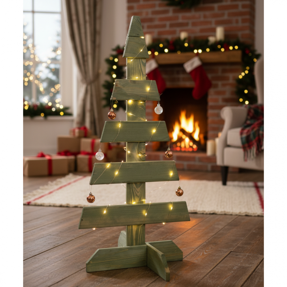 Choinka drewniana stojąca 80x37cm IMPREGNAT eko ozdoba świąteczna