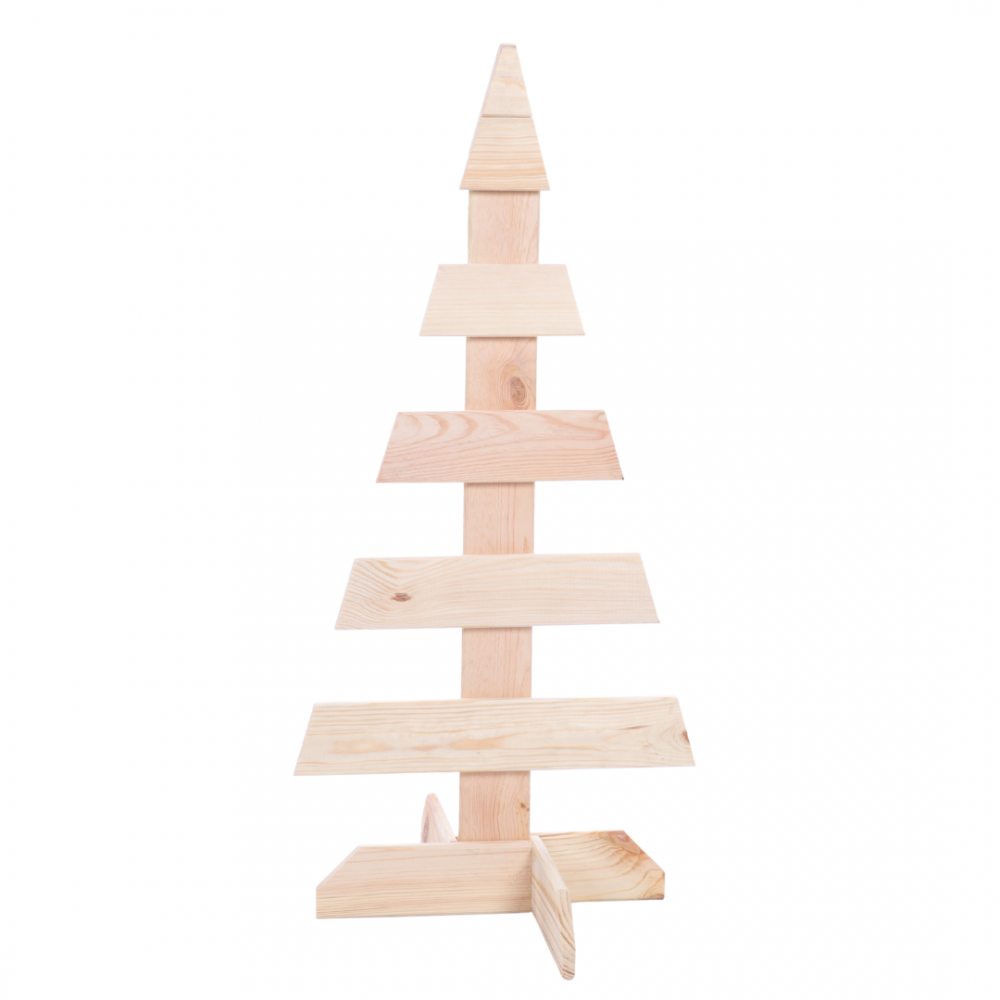 Choinka drewniana stojąca 80x37cm NATURALNA eko ozdoba świąteczna