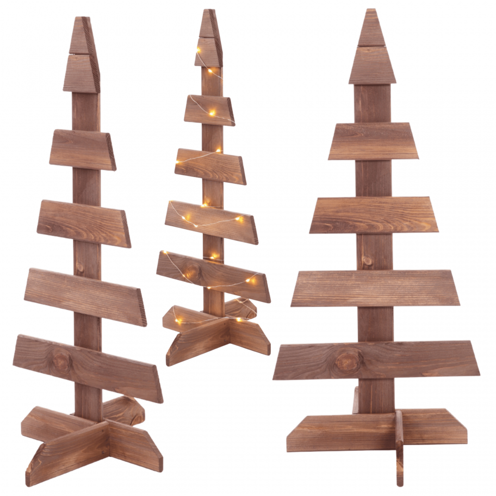 Choinka drewniana stojąca 80x37cm IMPREGNAT eko ozdoba świąteczna