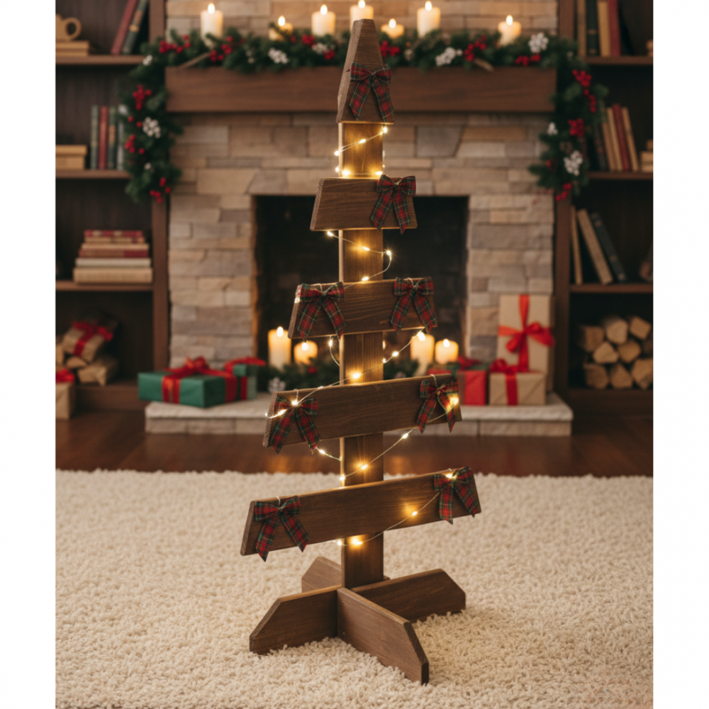 Choinka drewniana stojąca 80x37cm IMPREGNAT eko ozdoba świąteczna