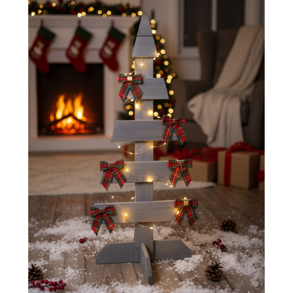 Choinka drewniana stojąca 80x37cm IMPREGNAT eko ozdoba świąteczna