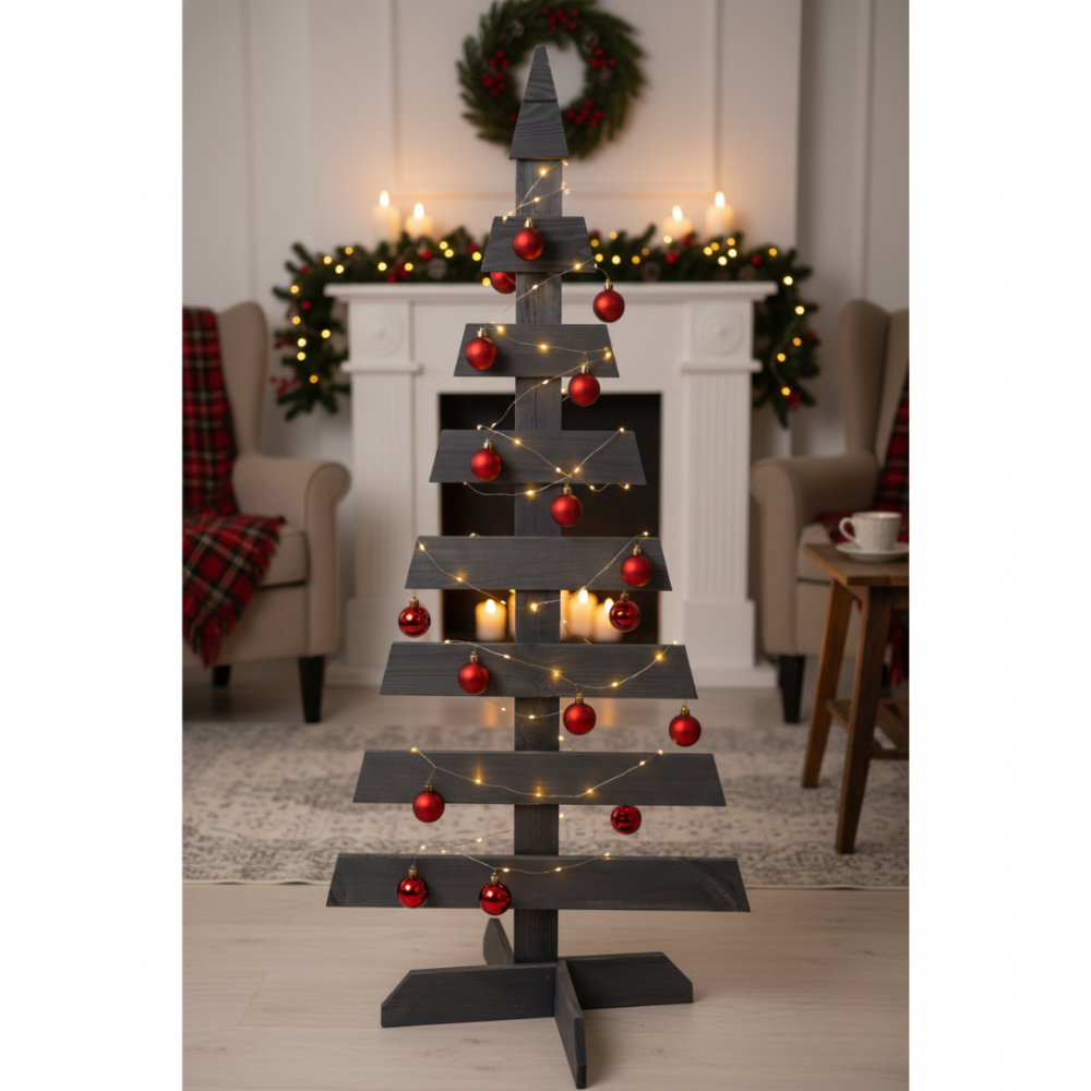 Choinka drewniana stojąca 118x57,4cm IMPREGNAT eko ozdoba świąteczna