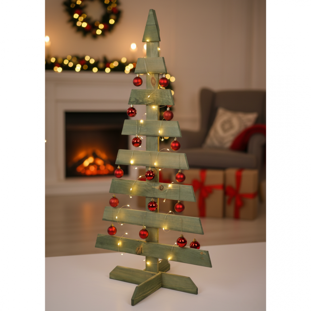 Choinka drewniana stojąca 118x57,4cm IMPREGNAT eko ozdoba świąteczna