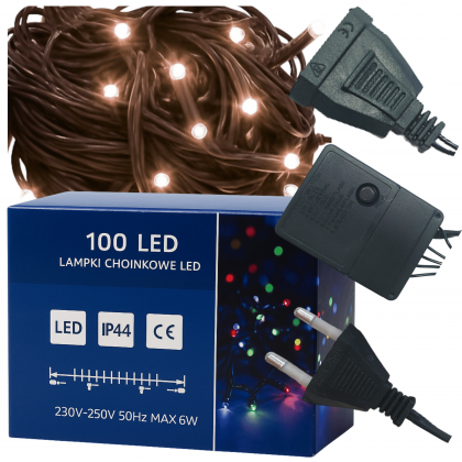 Lampki choinkowe 100 LED biały ciepły zewnętrzne wewnętrzne