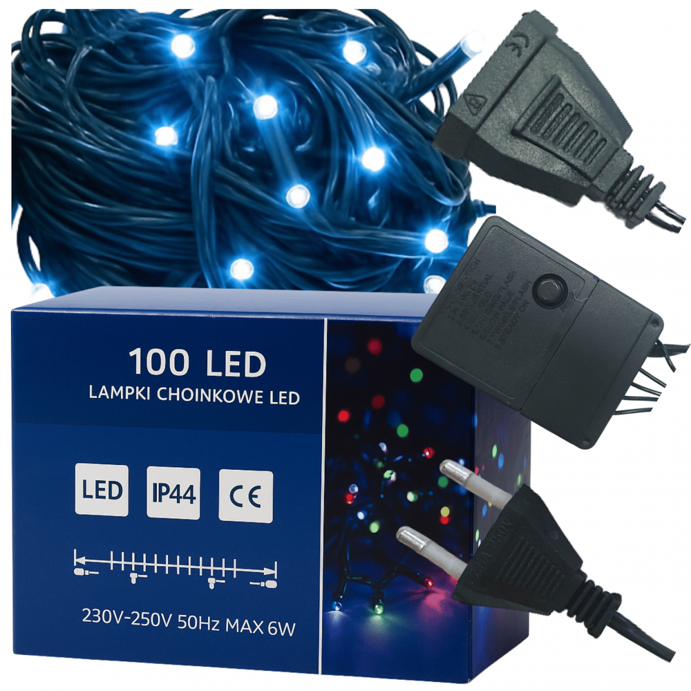 Lampki choinkowe 100 LED biały zimny zewnętrzne wewnętrzne