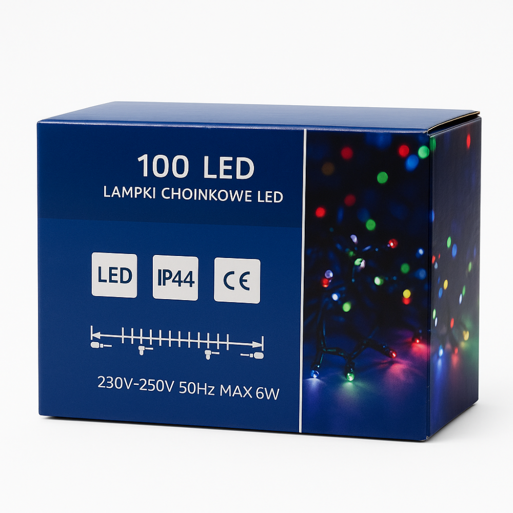 Lampki choinkowe 100 LED multikolor zewnętrzne wewnętrzne