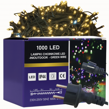 Lampki choinkowe 1000 LED flash biały ciepły zewnętrzne wewnętrzne
