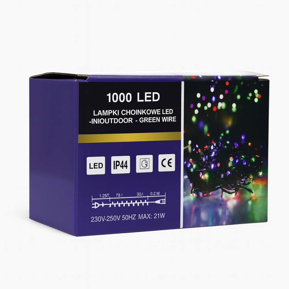 Lampki choinkowe 1000 LED flash biały ciepły zewnętrzne wewnętrzne