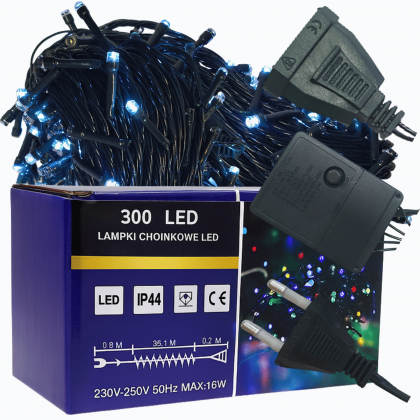 Lampki choinkowe 300 LED biały zimny zewnętrzne wewnętrzne