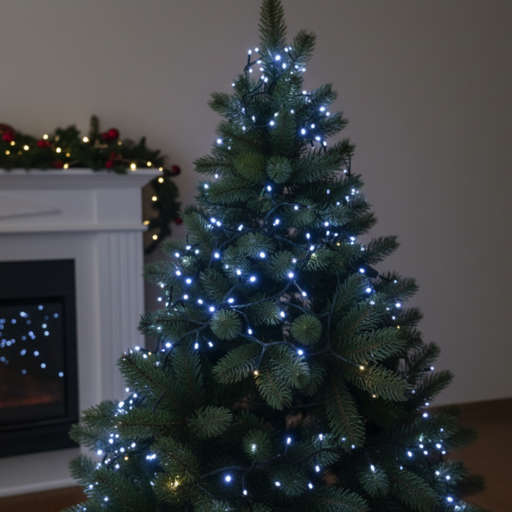 Lampki choinkowe 300 LED flash biały zimny zewnętrzne wewnętrzne