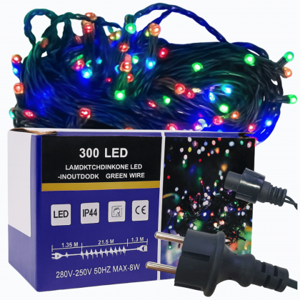 Lampki choinkowe 300 LED flash multikolor zewnętrzne wewnętrzne