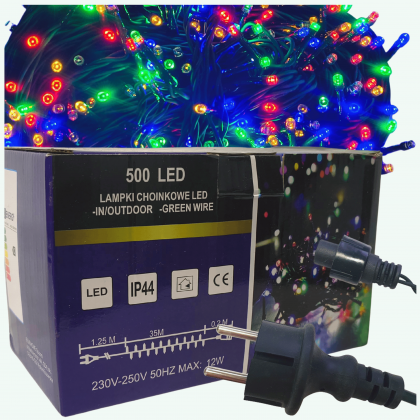 Lampki choinkowe 500 LED flash multikolor zewnętrzne wewnętrzne