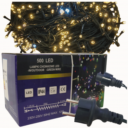 Lampki choinkowe 500 LED flash biały ciepły zewnętrzne wewnętrzne