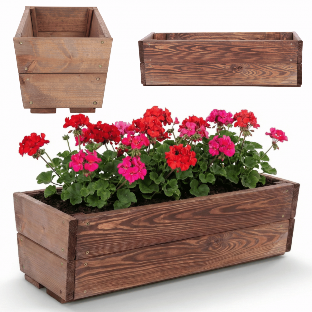 Korytko drewniane na parapet doniczka balkonowa donica impregnat 19x60x30