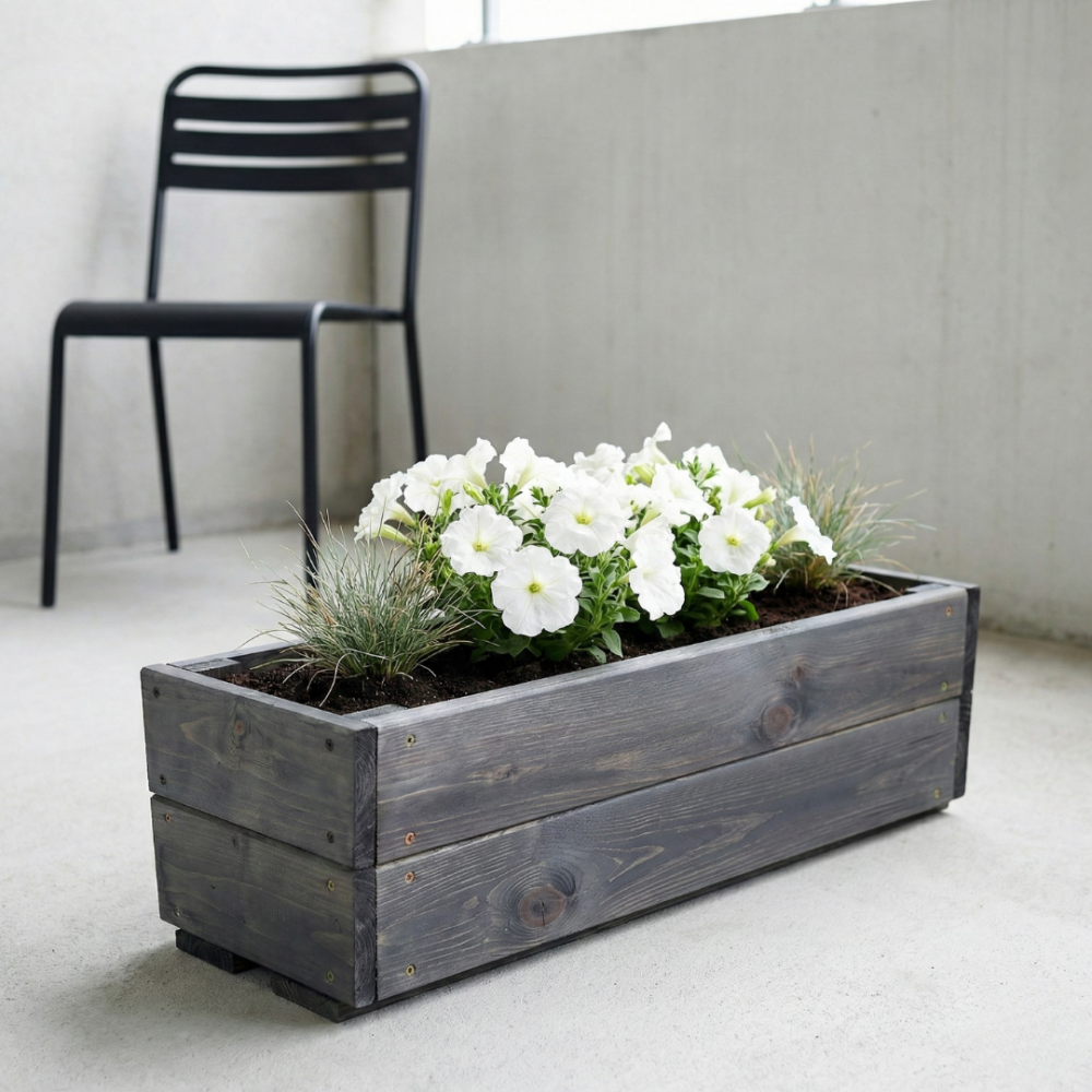 Osłonka drewniana na parapet doniczka na kwiaty donica impregnat 19x60x30