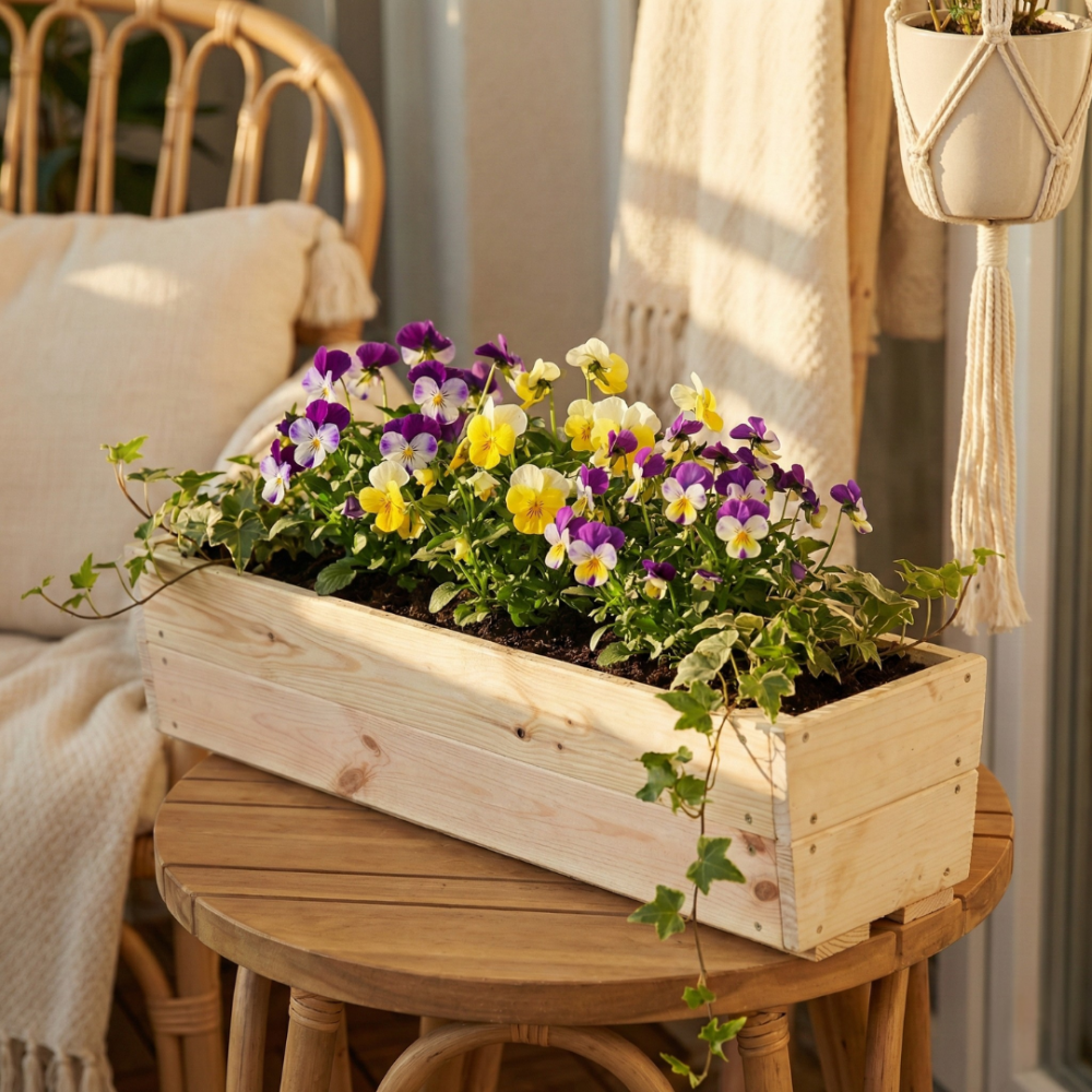 Doniczka balkonowa doniczka drewniana na kwiaty donica na parapet 19x80x30