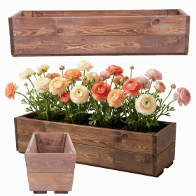 Korytko sosnowe na kwiaty donica drewniana na parapet impregnat 19x80x30