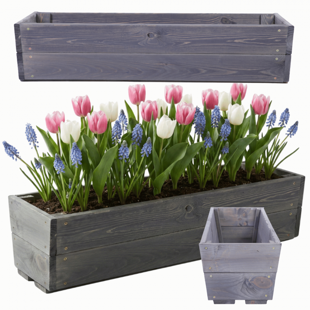 Osłonka drewniana na doniczkę doniczka na parapet donica impregnat 19x80x30