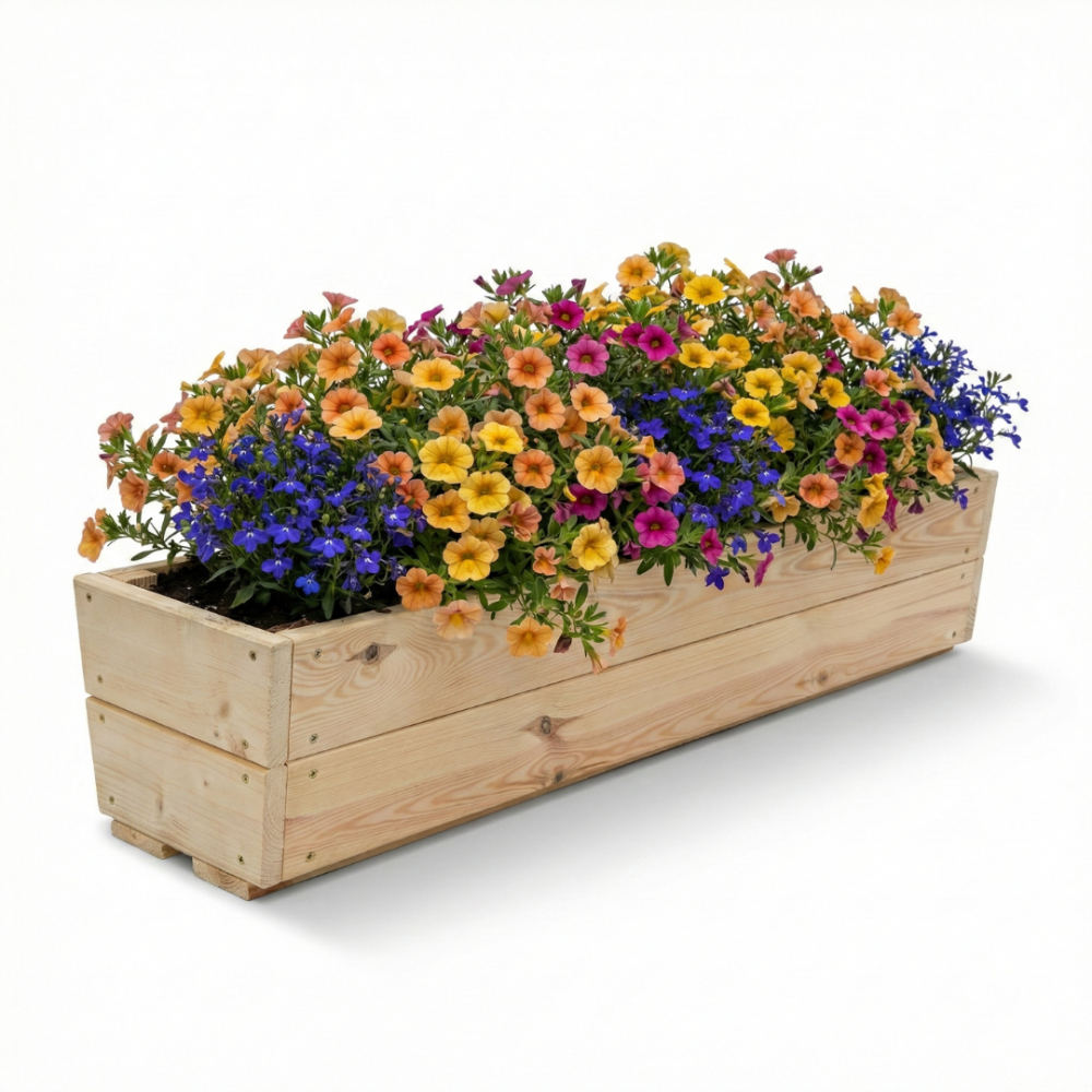 Doniczka drewniana prostokątna donica na parapet donica na kwiaty 19x100x30