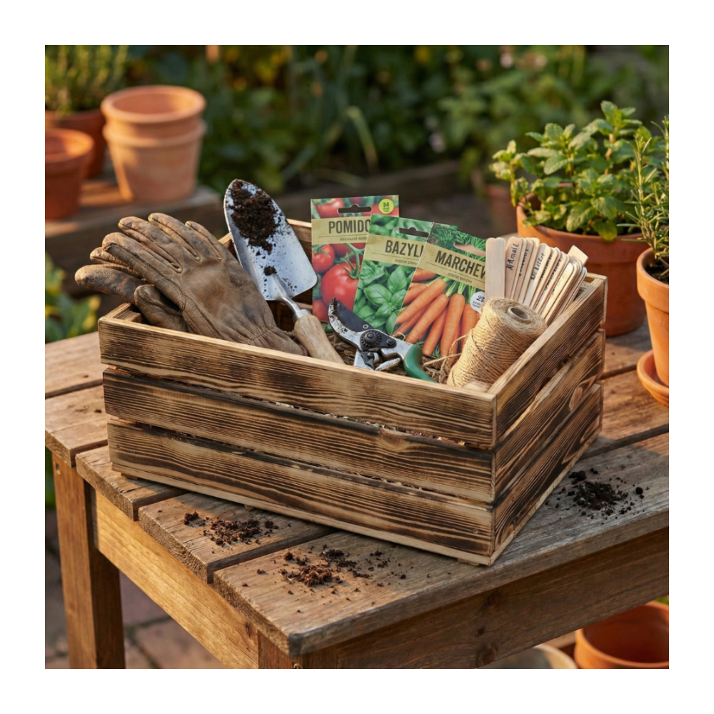 SKRZYNKA DREWNIANA POJEMNIK PUDEŁKO ORGANIZER PREZENT 60X40CM PRODUCENT