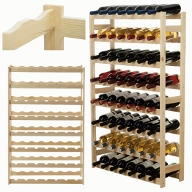 REGAŁ NA WINO STOJAK NA BUTELKI DREWNIANY 56 BUTELEK SOSNOWY PRODUCENT