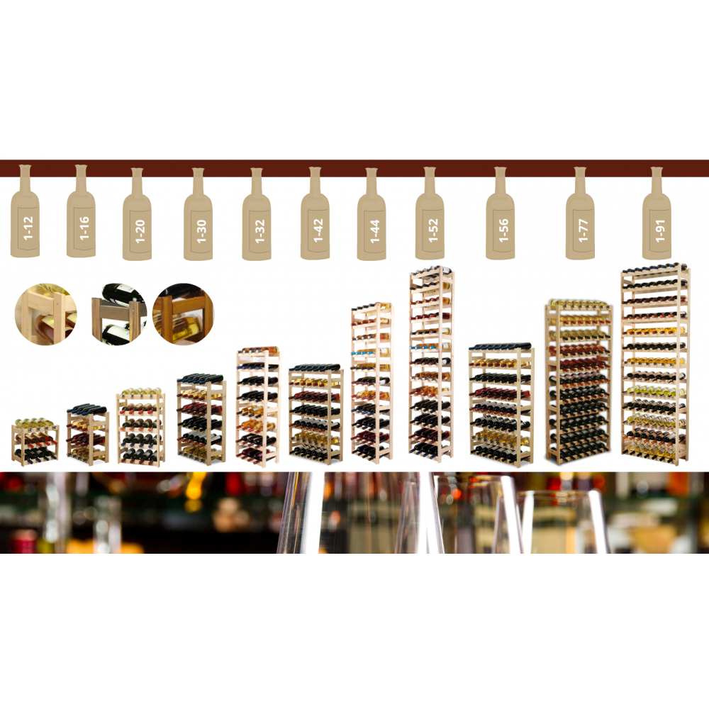 REGAŁ NA WINO STOJAK NA BUTELKI DREWNIANY 56 BUTELEK SOSNOWY PRODUCENT