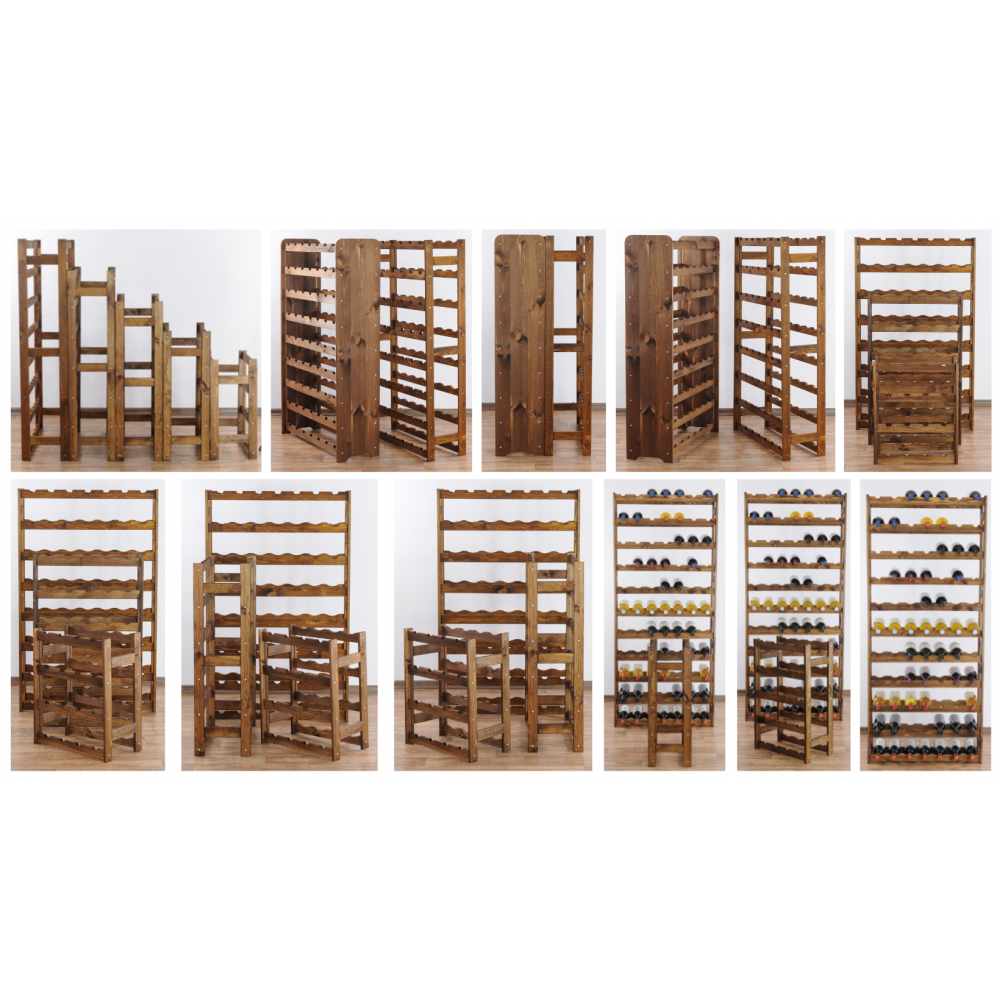 REGAŁ NA WINO STOJAK NA BUTELKI DREWNIANY 56 BUTELEK SOSNOWY PRODUCENT
