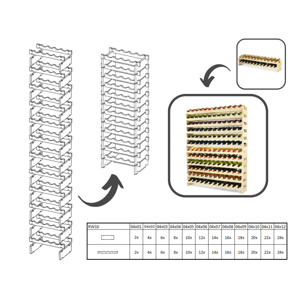 Stojak na alkohol szafka regał na wino butelki MODUŁOWY 72 but TRWAŁY
