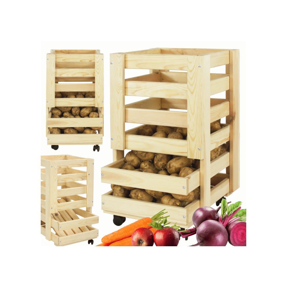 Pojemnik NA WARZYWA OWOCE ziemniaki regał kosz skrzynia skrzynka na kółkach