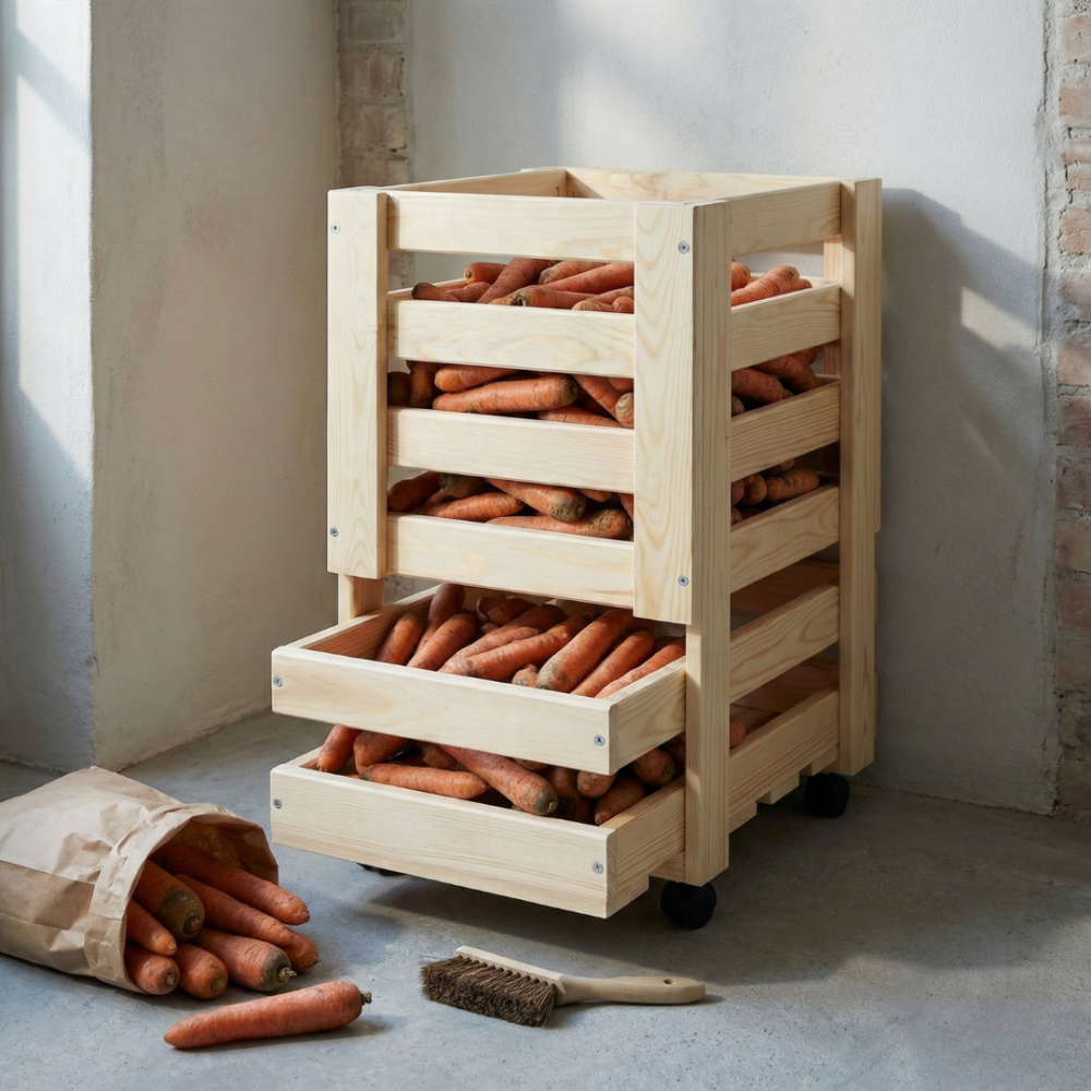 Pojemnik NA WARZYWA OWOCE ziemniaki regał kosz skrzynia skrzynka na kółkach