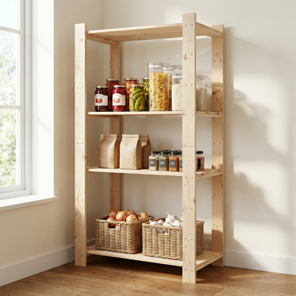 REGAŁ DREWNIANY NA KSIĄŻKI DO SPIŻARNI STOJAK 174X80X49 cm 150kg na półkę