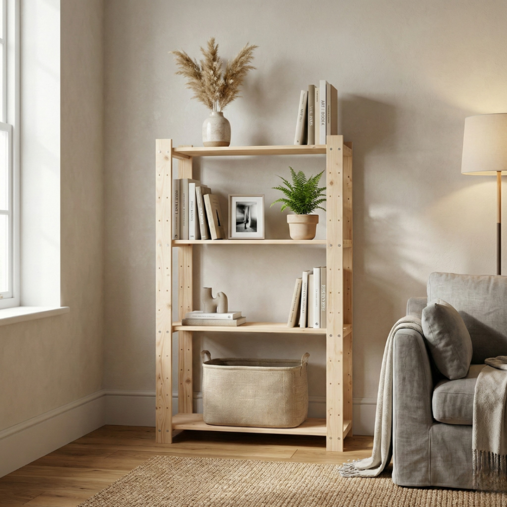 REGAŁ DREWNIANY NA KSIĄŻKI DO SPIŻARNI STOJAK 174X80X49 cm 150kg na półkę