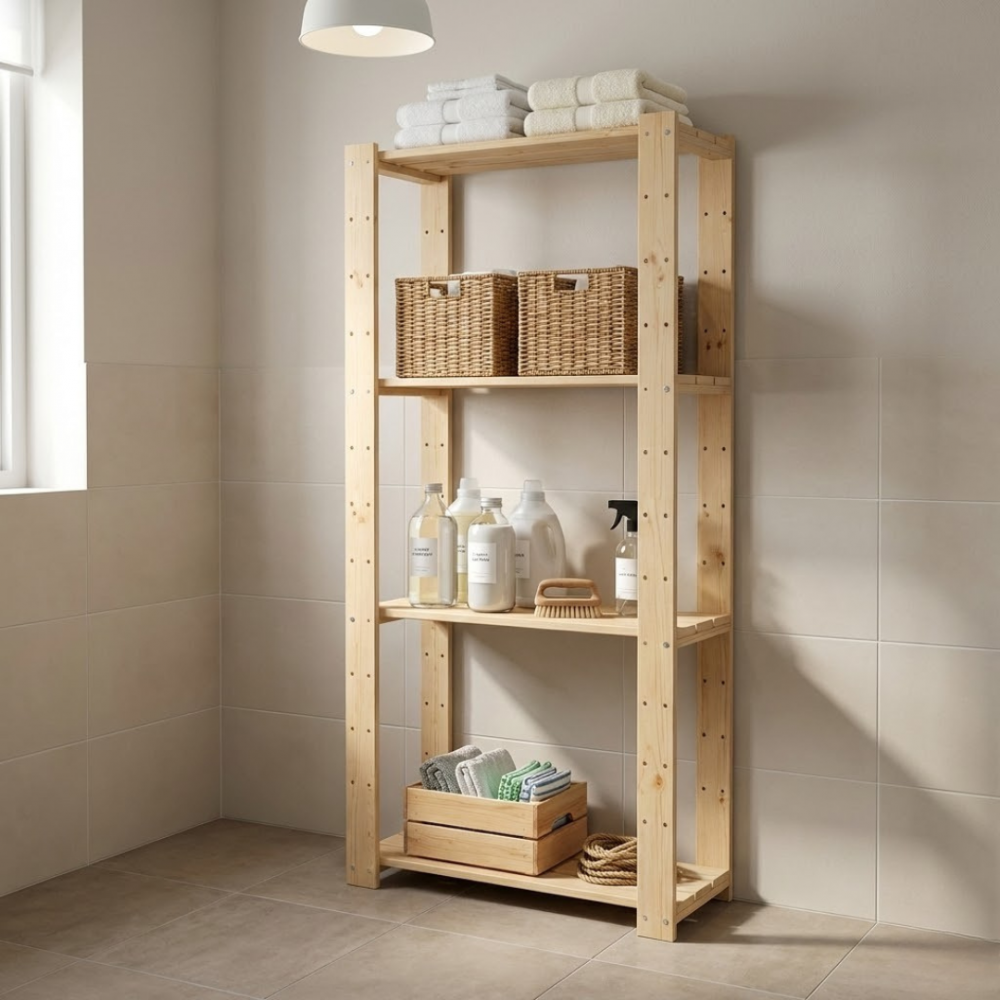 REGAŁ DREWNIANY NA KSIĄŻKI DO SPIŻARNI STOJAK 174X80X49 cm 150kg na półkę