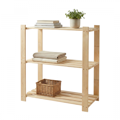 REGAŁ DREWNIANY NA KSIĄŻKI DO SPIŻARNI SOSNOWY 3 PÓŁKI 90X85X38cm PRODUCENT