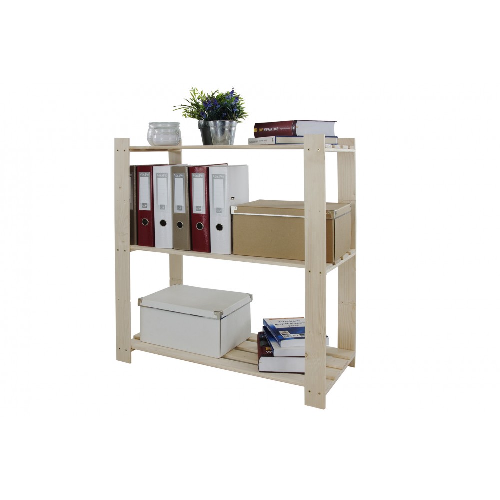 REGAŁ DREWNIANY NA KSIĄŻKI DO SPIŻARNI SOSNOWY 3 PÓŁKI 90X85X38cm PRODUCENT