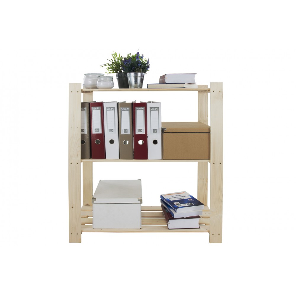 REGAŁ DREWNIANY NA KSIĄŻKI DO SPIŻARNI SOSNOWY 3 PÓŁKI 90X85X38cm PRODUCENT