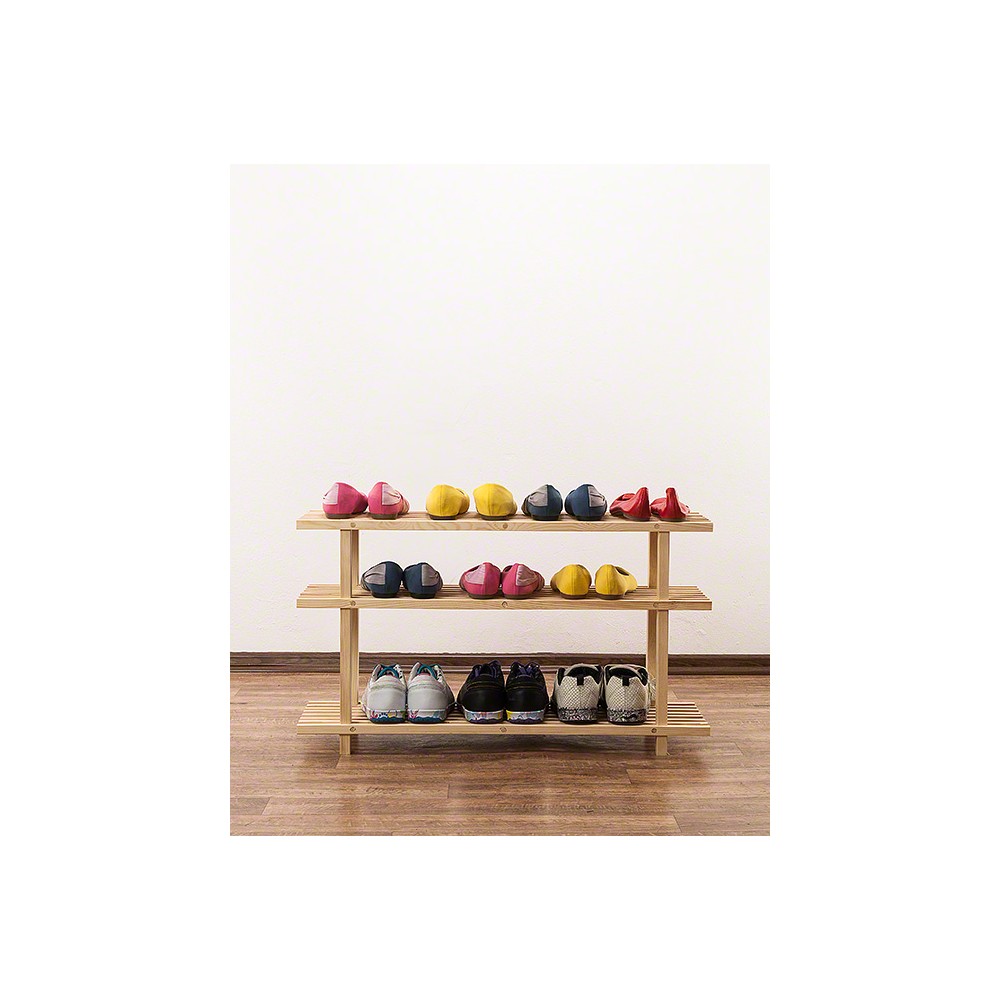 REGAŁ DREWNIANY NA BUTY 3 PÓŁKI SOSNOWY DO SPIŻARNI PÓŁKA STOJAK PRZEDPOKÓJ