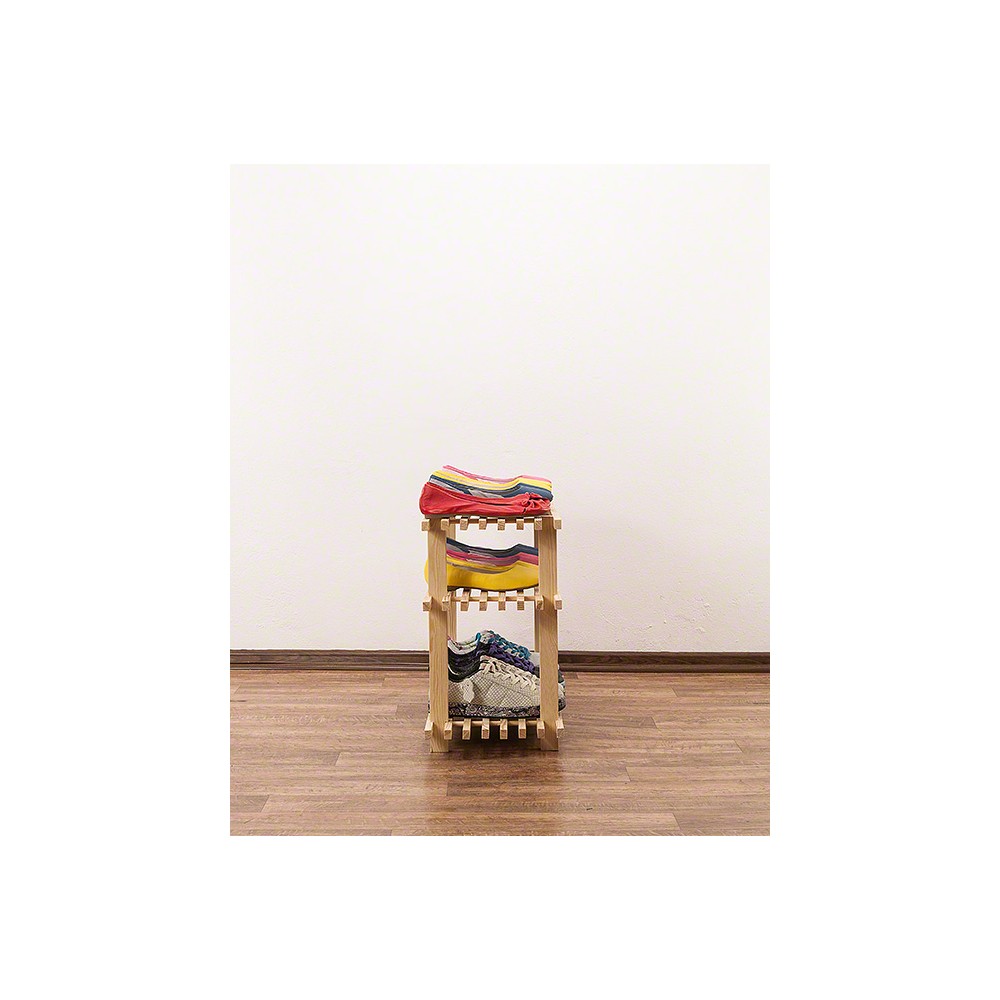 REGAŁ DREWNIANY NA BUTY 3 PÓŁKI SOSNOWY DO SPIŻARNI PÓŁKA STOJAK PRZEDPOKÓJ