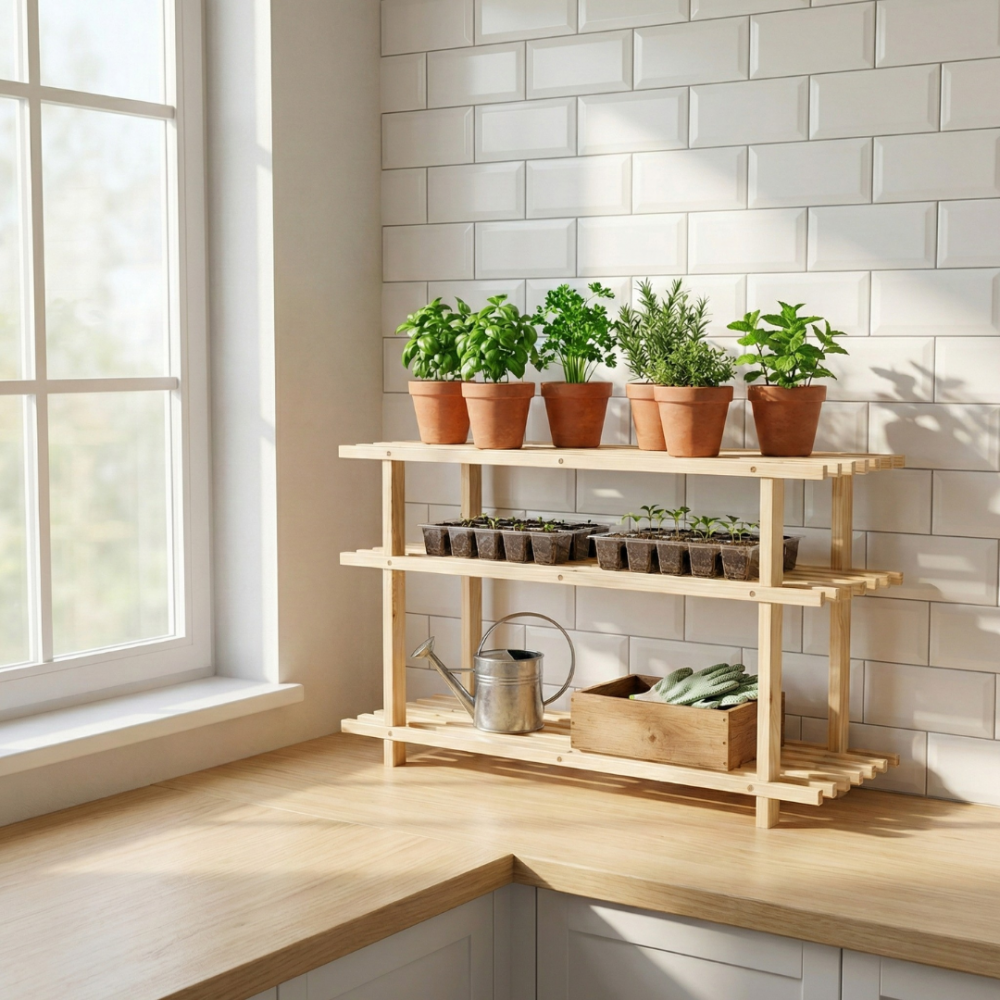 REGAŁ DREWNIANY NA BUTY 3 PÓŁKI SOSNOWY DO SPIŻARNI PÓŁKA STOJAK PRZEDPOKÓJ