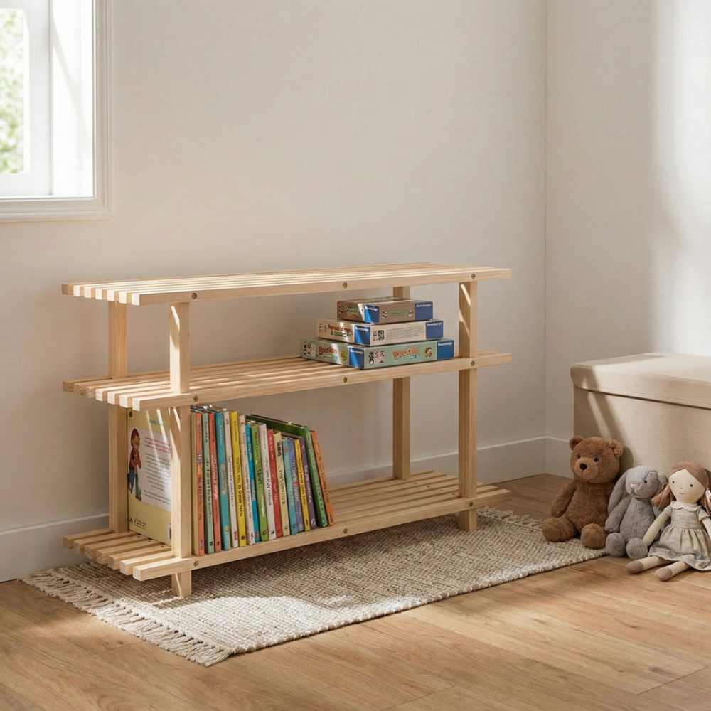 REGAŁ DREWNIANY NA BUTY 3 PÓŁKI SOSNOWY DO SPIŻARNI PÓŁKA STOJAK PRZEDPOKÓJ