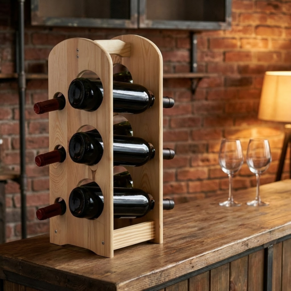 Transporter na butelki stojak na wino 2w1 regał na wino z rączką drewniany