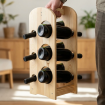 Transporter na butelki stojak na wino 2w1 regał na wino z rączką drewniany